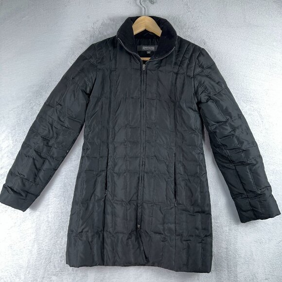 Kenneth Cole Reaction Long Puffer Down Coat Jacket Womens Size X Small Black - Picture 1 of 13